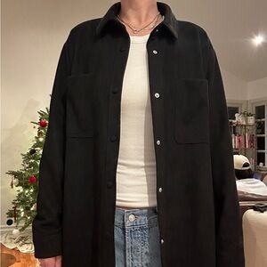 Noless Black Button-Up Shirt Jacket Size L